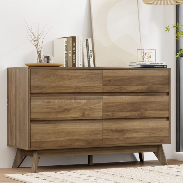 Walnut Effect 6-Drawer Chest