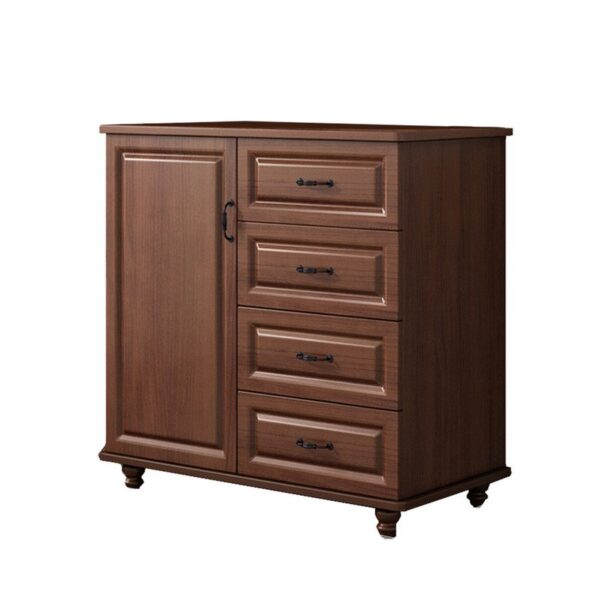 Walnut Effect Tallboy Cabinet with 4 Drawers