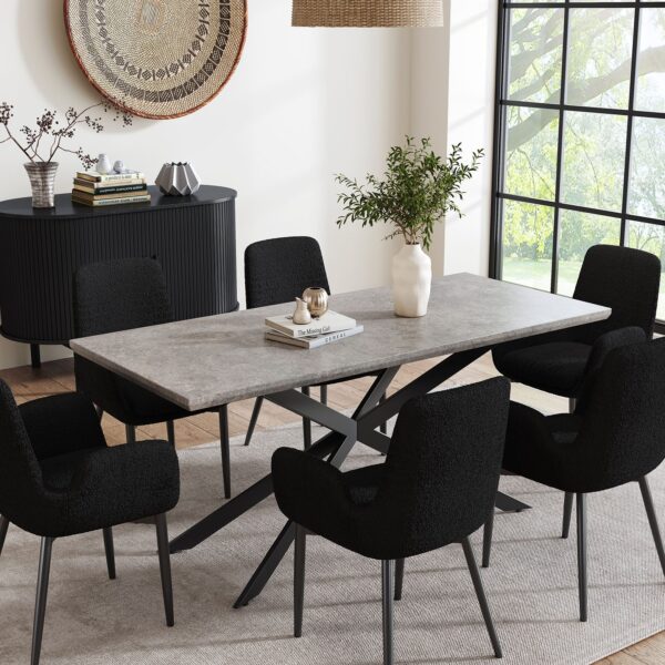 Falcon Rectangular Dining Table Set with 6 Armchair