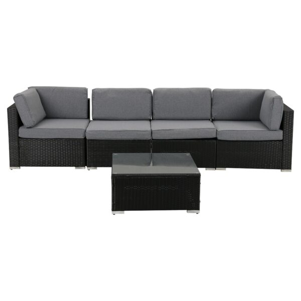 5PC Outdoor Wicker Furniture Sofa Set Black