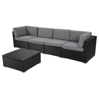 5PC Outdoor Wicker Furniture Sofa Set Black