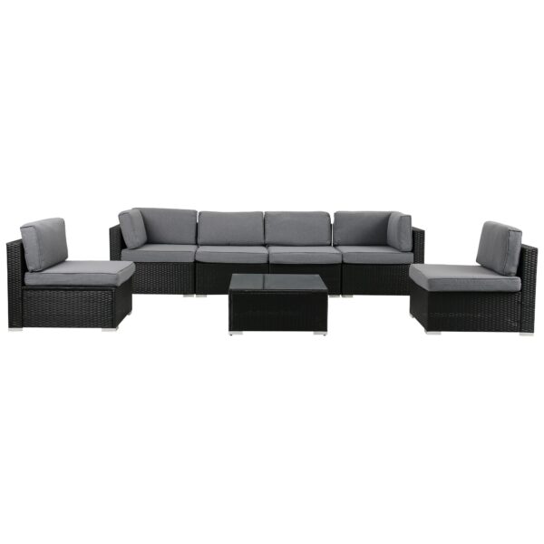 7PC Outdoor Wicker Furniture Sofa Set Black