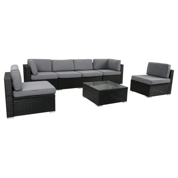 7PC Outdoor Wicker Furniture Sofa Set Black