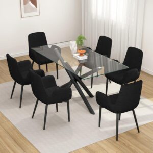 Dinning Table Set with 6 Chairs in Black