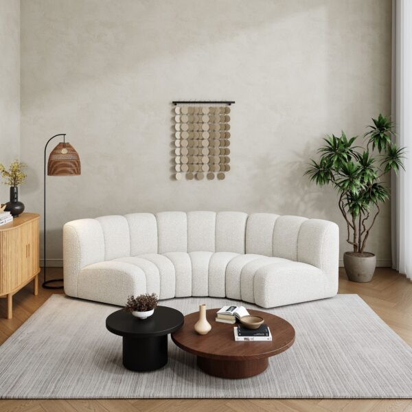 4 Seater Boucle Fabric Curved Modular Sectional Sofa